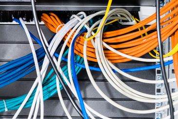 large group of UTP cables, Ethernet cables