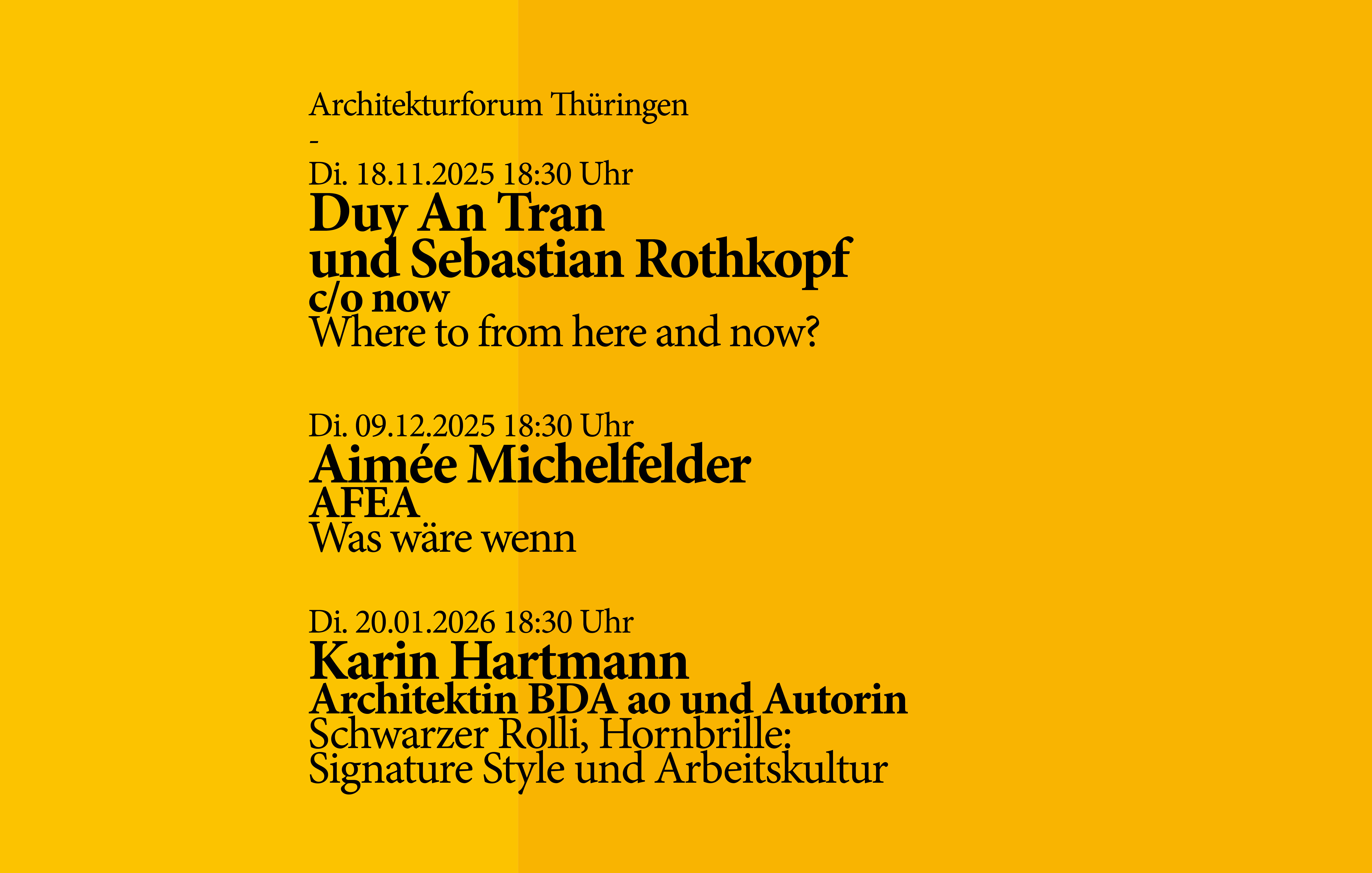 Terminübersicht für das Format »Architekturforum«