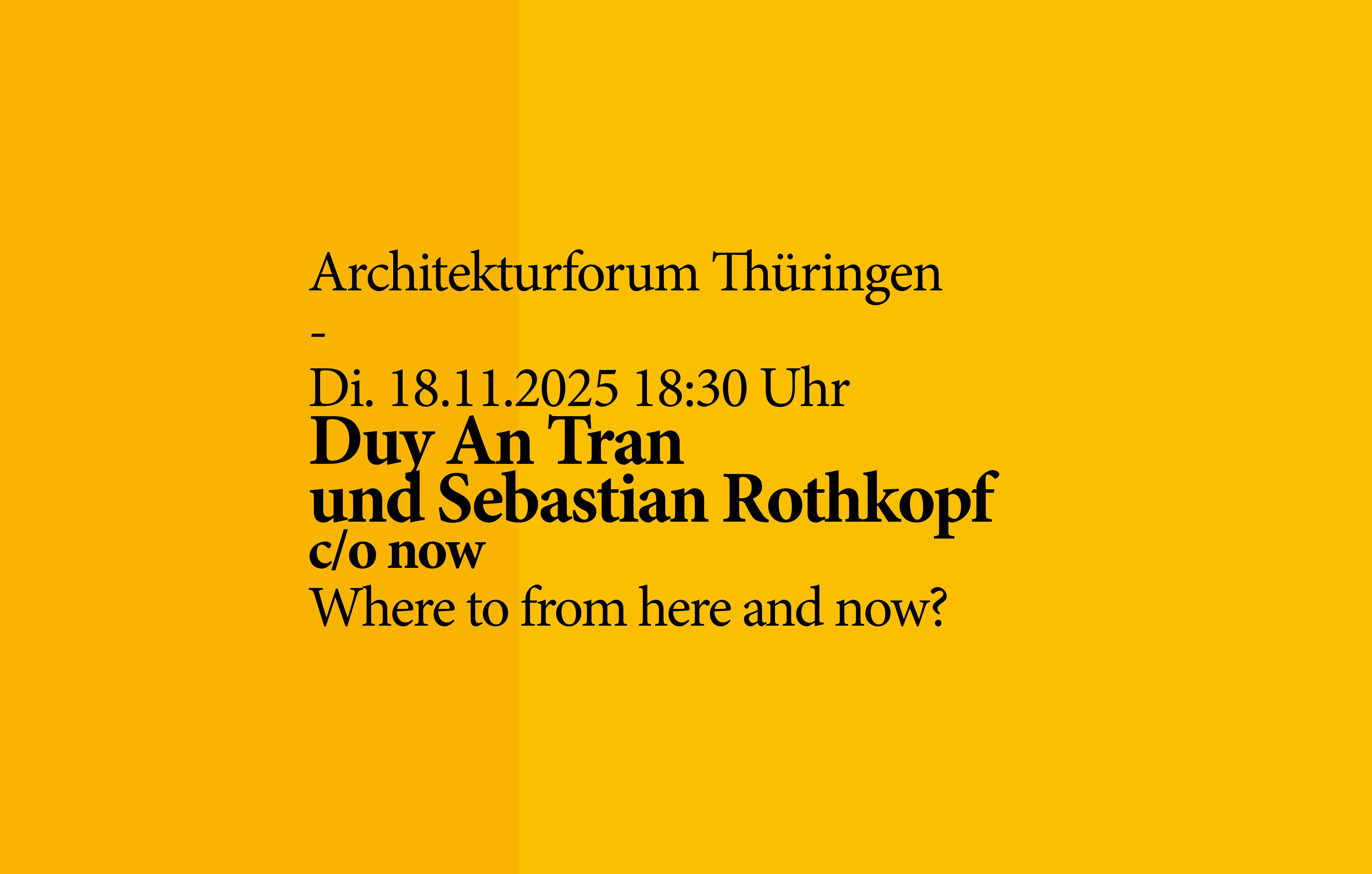 Infografik für das »Architekturforum« mit Duy An Tran und Sebastian Rothkopt am 18. November 2025